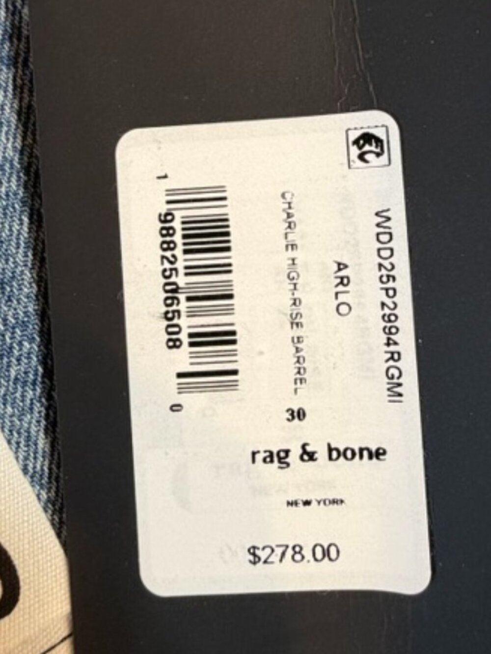 Rag & Bone The Charlie High Rise Barrel Jean, Size 30 Arlo Wash NWT - Picture 7 of 15